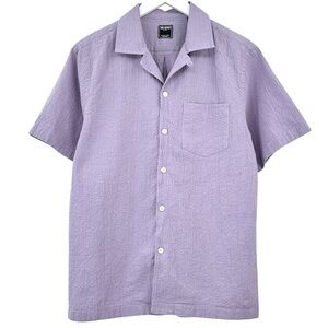 Todd Snyder Lavender Purple Camp Collar Seersucker Short Sleeve Button Up Shirt